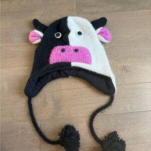 Cute Cow Knit Wool Hat with Ear Flaps